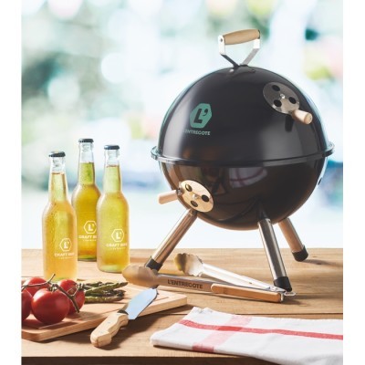 Pinzas barbacoa de acero inox. con asas de bambu personalizadas